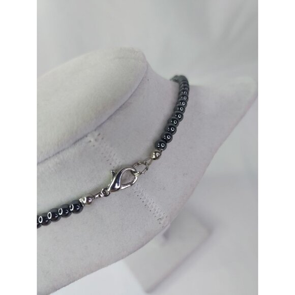 Hematite and Amber Chip Colored Beaded 18" Necklace - Picture 3 of 3